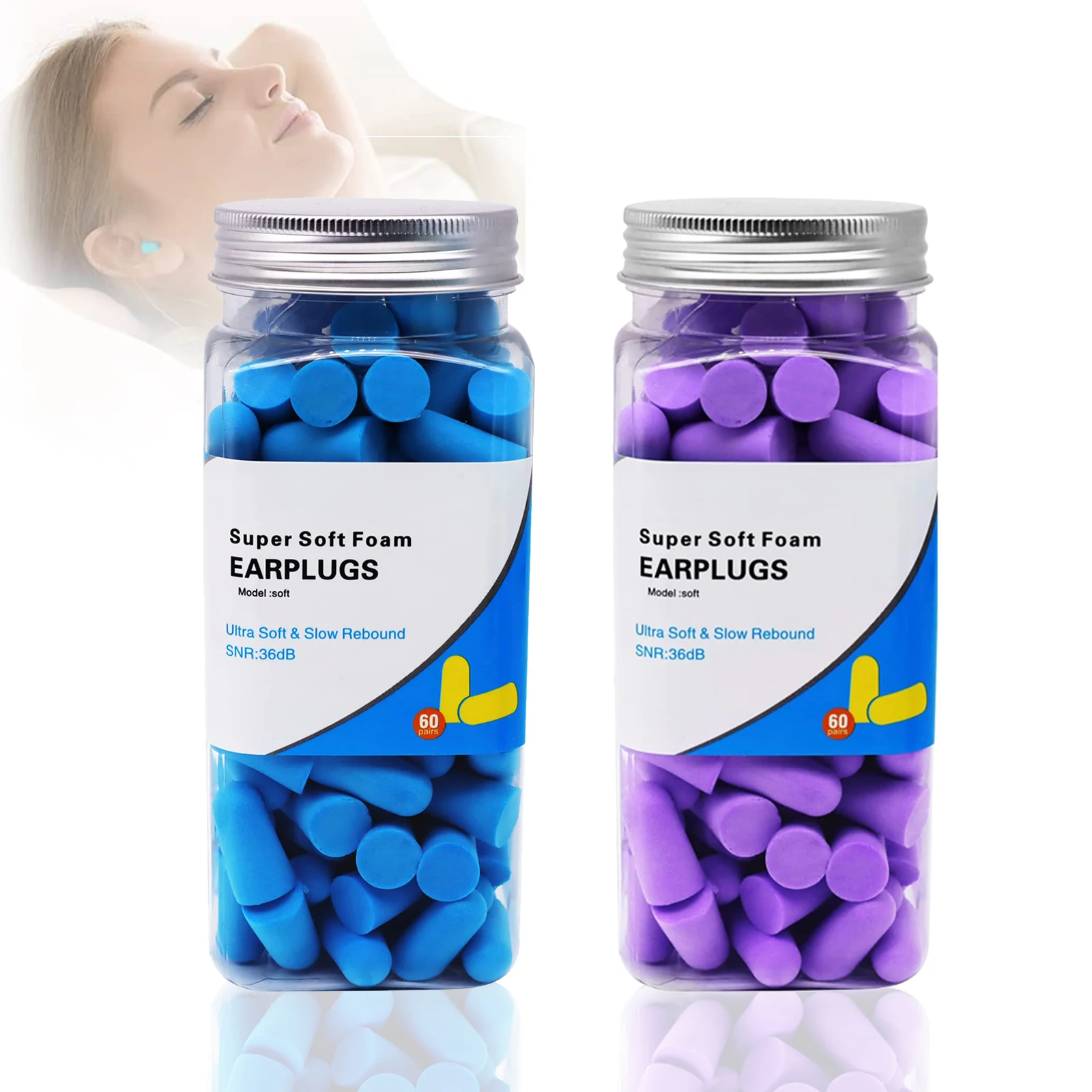 120Pcs Foam Ear Plugs Ultra Soft Foam Reusable Slow Rebound EarPlugs Sleeping Noise Cancelling 32SNR