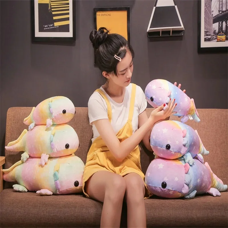 

Axolotl Plush Doll Rainbow Dinosaur Colorful Salamander Plushie Figure Toy Stuffed Animal Pillow Gift for Kids Children Birthday