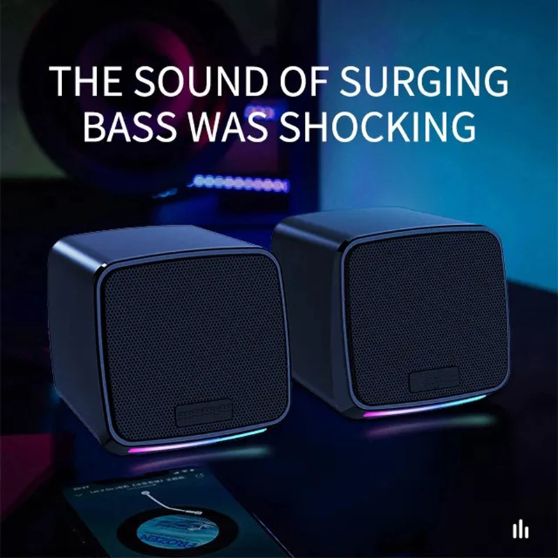 E-1078 High Quality Desktop Computer 2.0 Passive Gaming Speakers With Breathing Colored Light