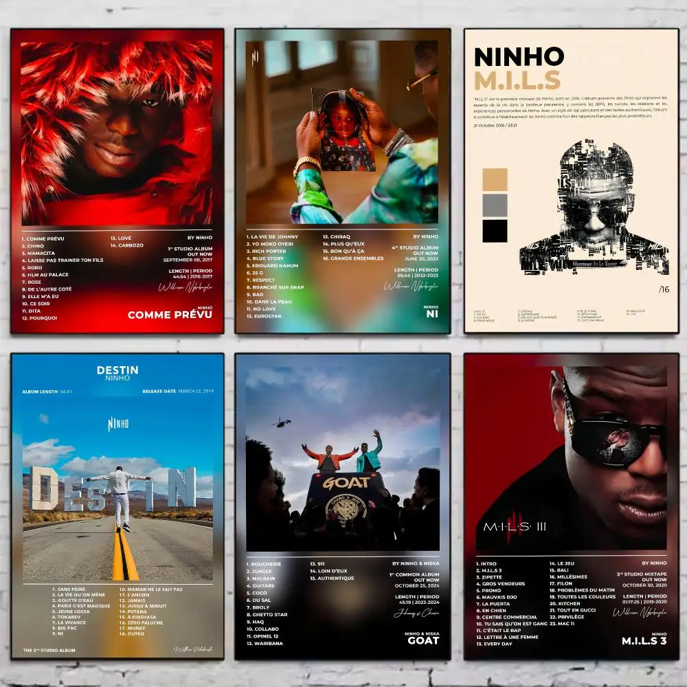 Singer Rapper N-ninho Poster Vintage Wall Art Aesthetic Room Decor Print Living Room Bedroom Home Decoration
