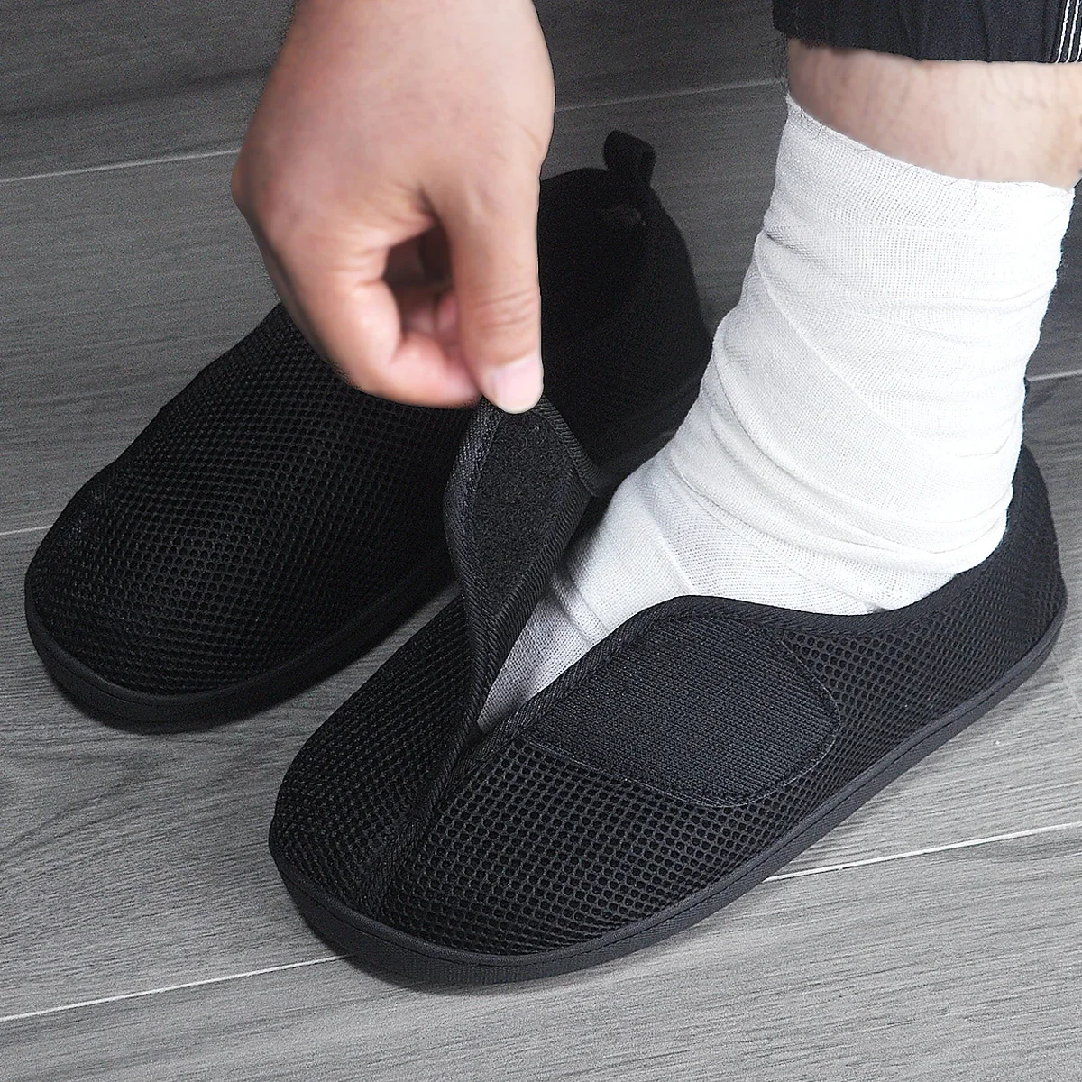 Gesundheitsschuhe für Herren, breite Füße, Wanderschuhe, geschwollene Füße, verstellbare Träger, weiches Stoffobermaterial, atmungsaktive Turnschuhe für Damen, Unisex