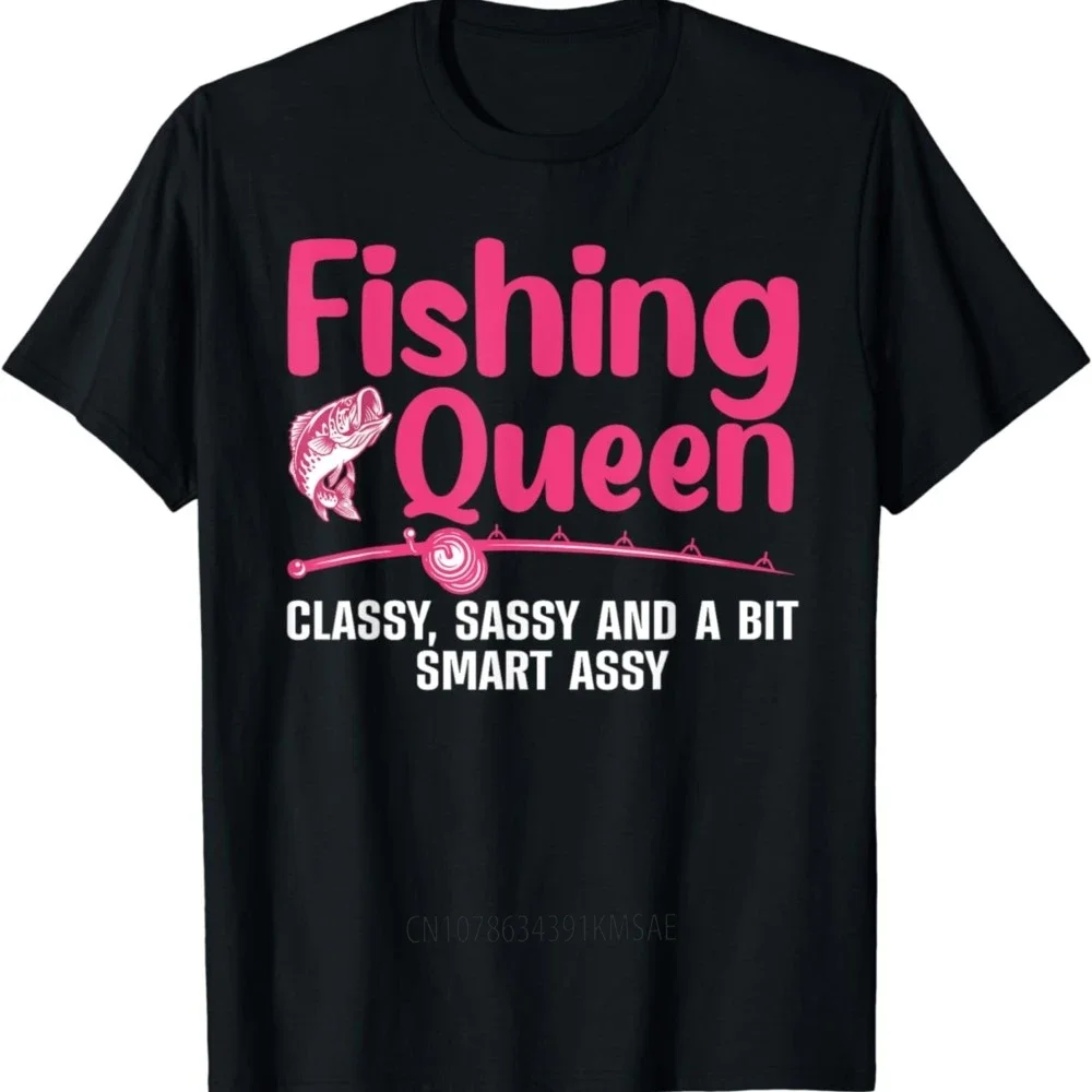 Funny Fishing Queen Design for Women Ladies Fishing Lovers T-Shirt Pesca  Graphic T Shirts  Women Clothing  Ropa De Mujer