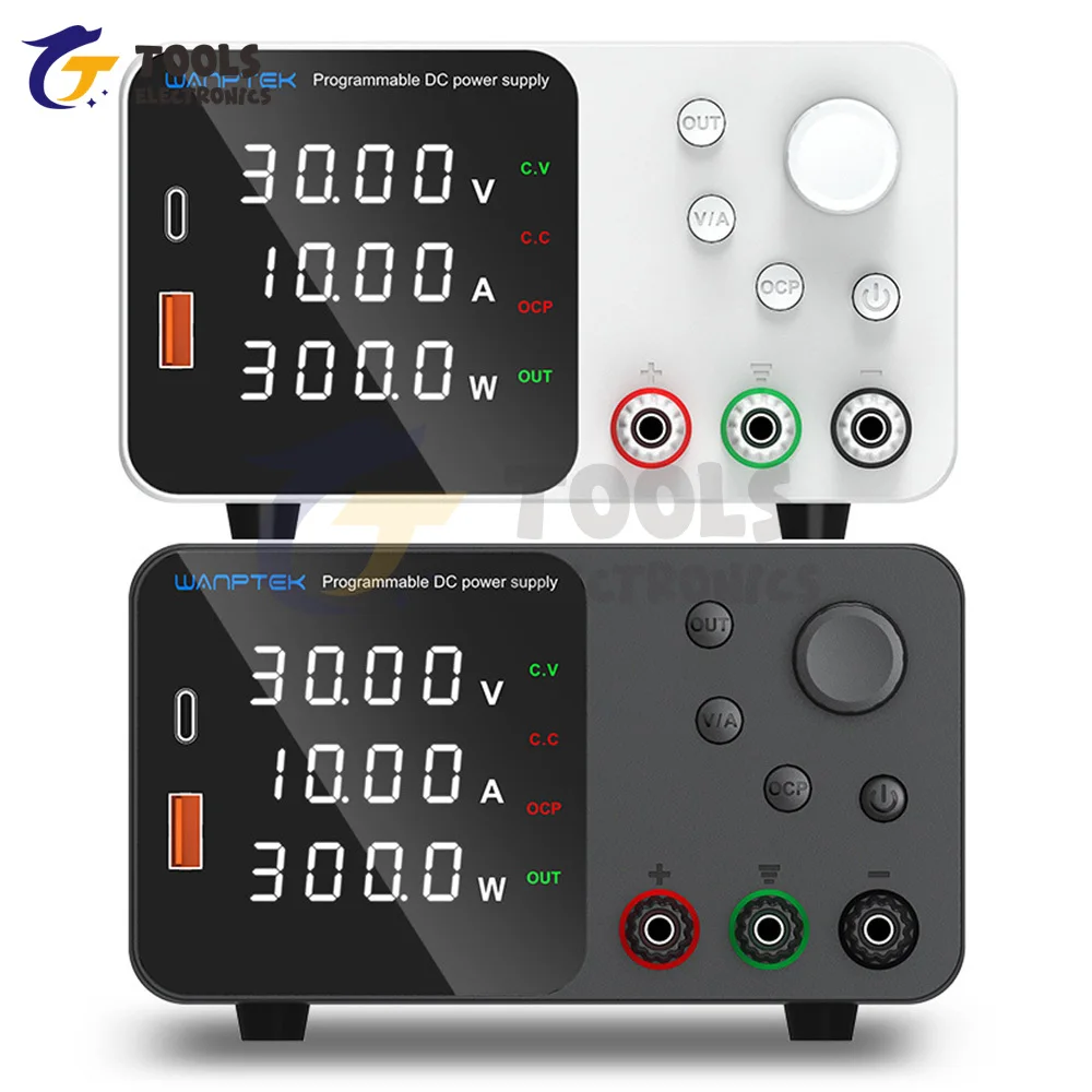 

High-Precision Adjustable DC Regulated Power Supply 30V 10A - Digital Control Switching Power Supply for Repair, Lab Use, DIY