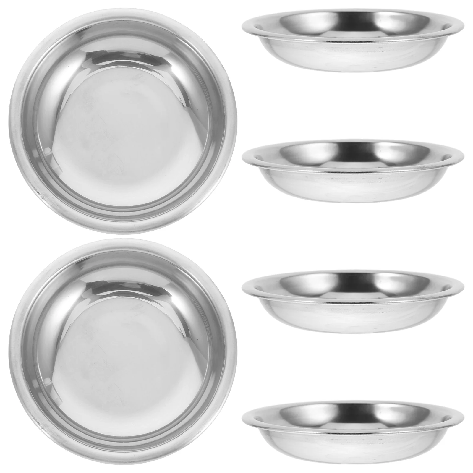 6 Pcs Stainless Steel Plate Sauce Plates Mixing Bowls Appetizer Dish Soy Dishes For Dipping Gear Food Containers with Lids