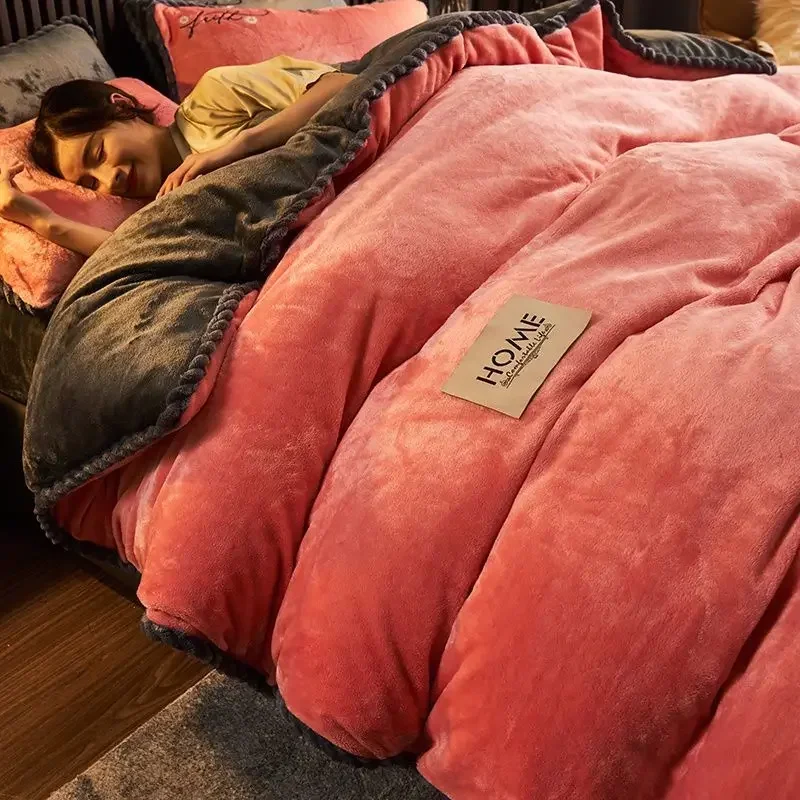 

Роскошный комплект постельного белья, зимние утолщенные бархатные простыни, пододеяльник, наволочка, комплект постельного белья для взрослых, комплект одеял для спальни