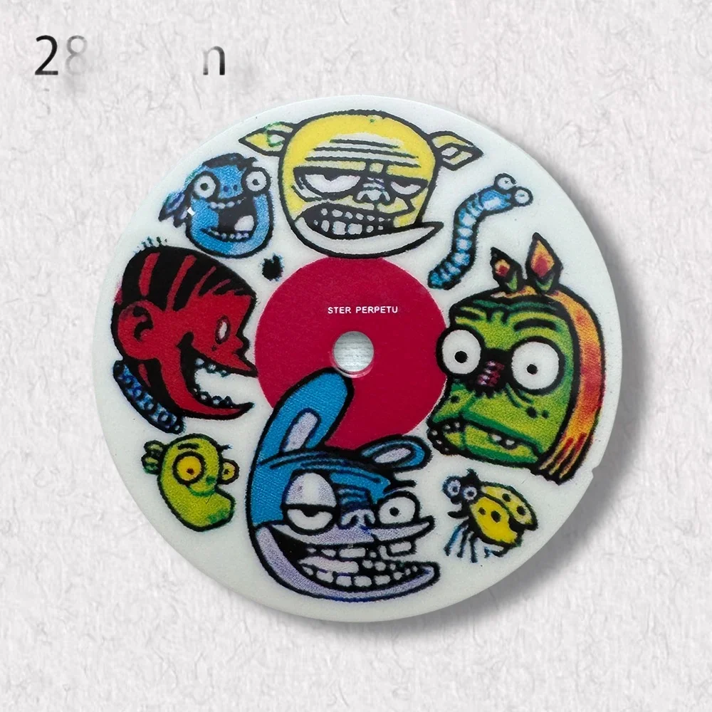 High-Quality  28.5mm S Logo Vitreous Enamel Anime Cartoon Dial NH35 NH36 Movement 3/3.8/4.2 o'clock Watch Modification Accessori