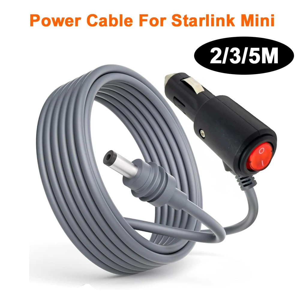 

Кабель питания постоянного тока 12-24 В для Starlink Mini 16AWG, автомобильный зарядный кабель со светодиодным индикатором, переключателем от перенапряжения, электрический провод Plug & Play
