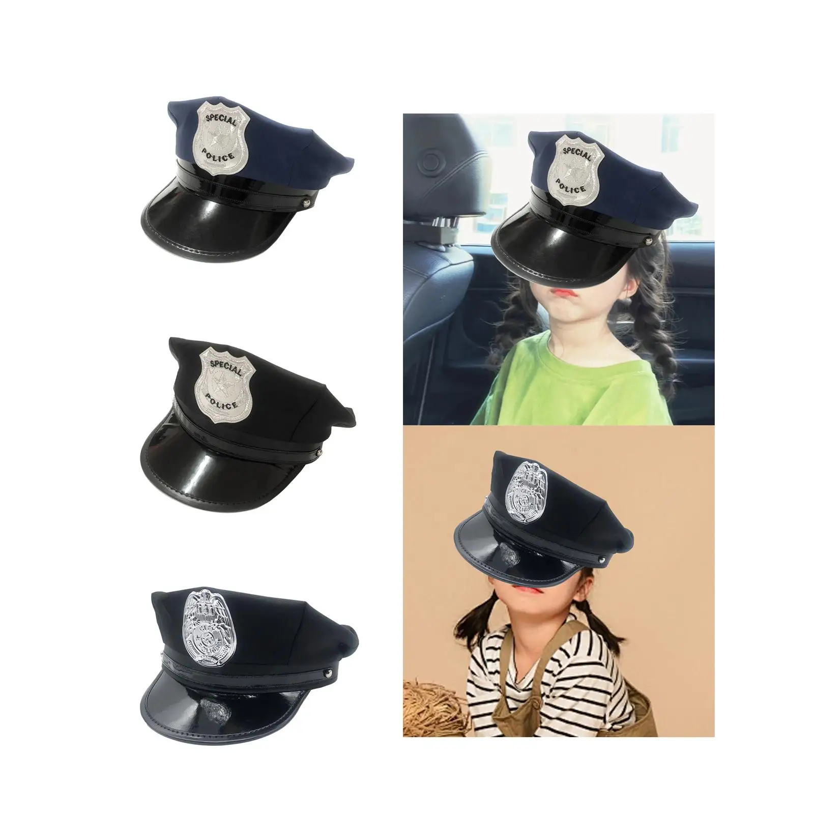 Children Police Hat Role Play Fancy Dress Novelty Cop Hat Officer Hat for Holiday Halloween Carnival Stage Performance Birthday