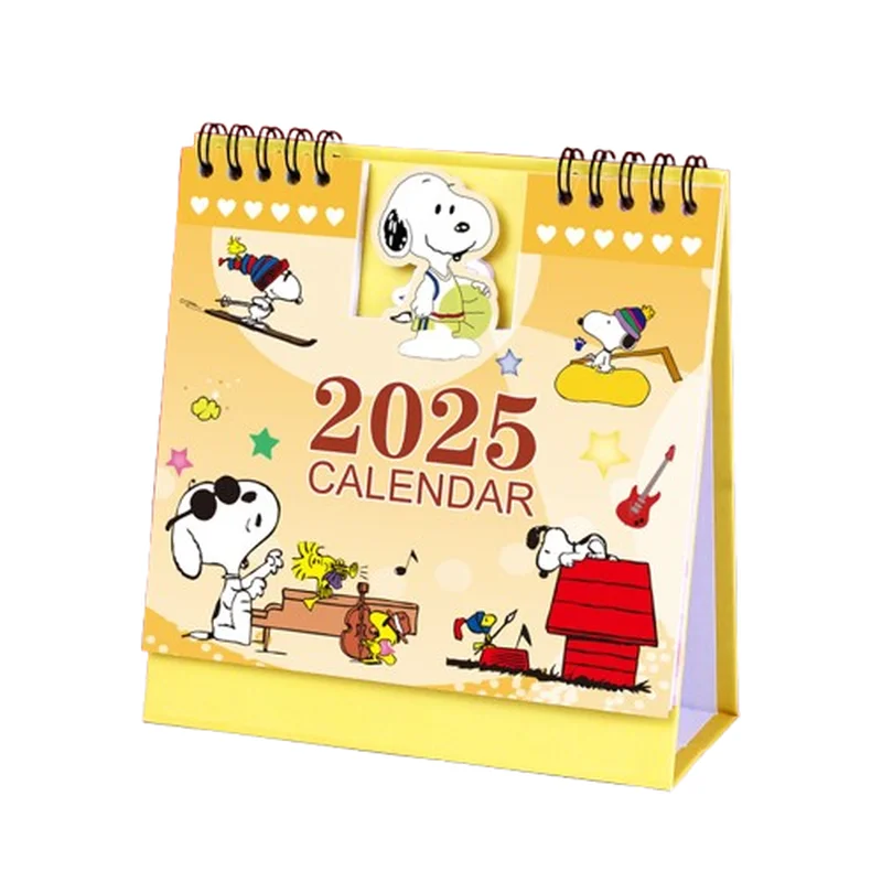 Snoopy-Calendario de dibujos animados, escritorio abatible de pie para planificar la organización, calendario mensual, horario diario, papelería, 2025