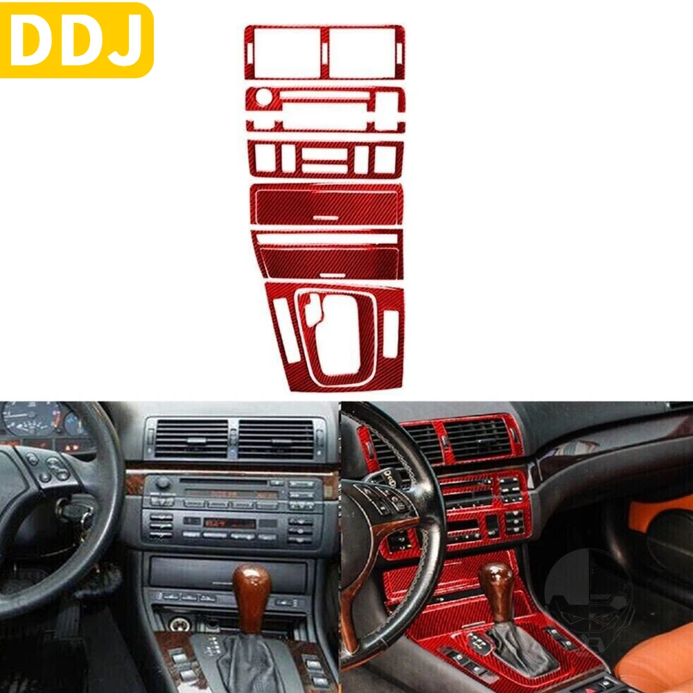 

For BMW E46 1998 1999 2000 2001 2002 2003 2004 2005 Accessories Car Interior 10Pcs Carbon Fiber Central Control Set Trim Sticker