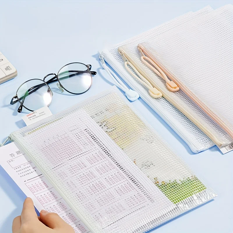 1pc Random Zipper Transparent Document Pocket for School Office Travel Organizing Storage