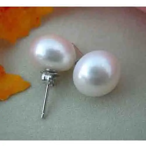 

New Arrival AAA 10.5-11MM White Color Freshwater Pearl Studs Earrings Silvver Post Pearl Jewelry for Women