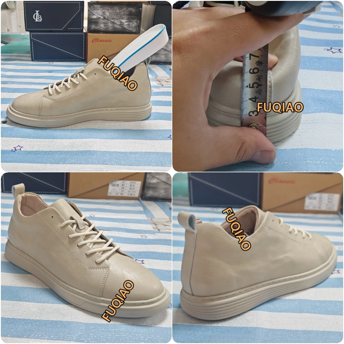 Unisex Genuine Leather Big Size Height Increasing Shoes 5cm Inner Elevator Shoes Comfortable Soft Sole Couple Elevator Sneakers