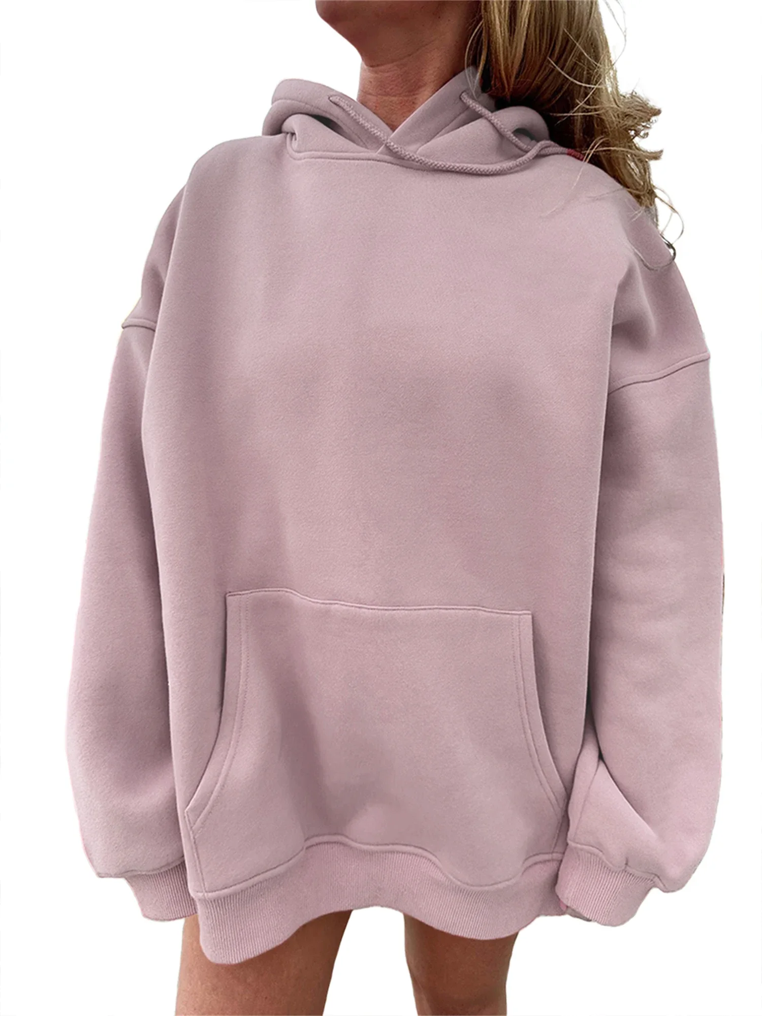 Oversized sweatshirt met capuchon voor dames, auto-borduurwerk, hoodies met lange mouwen, herfst-wintertruien, hoodies