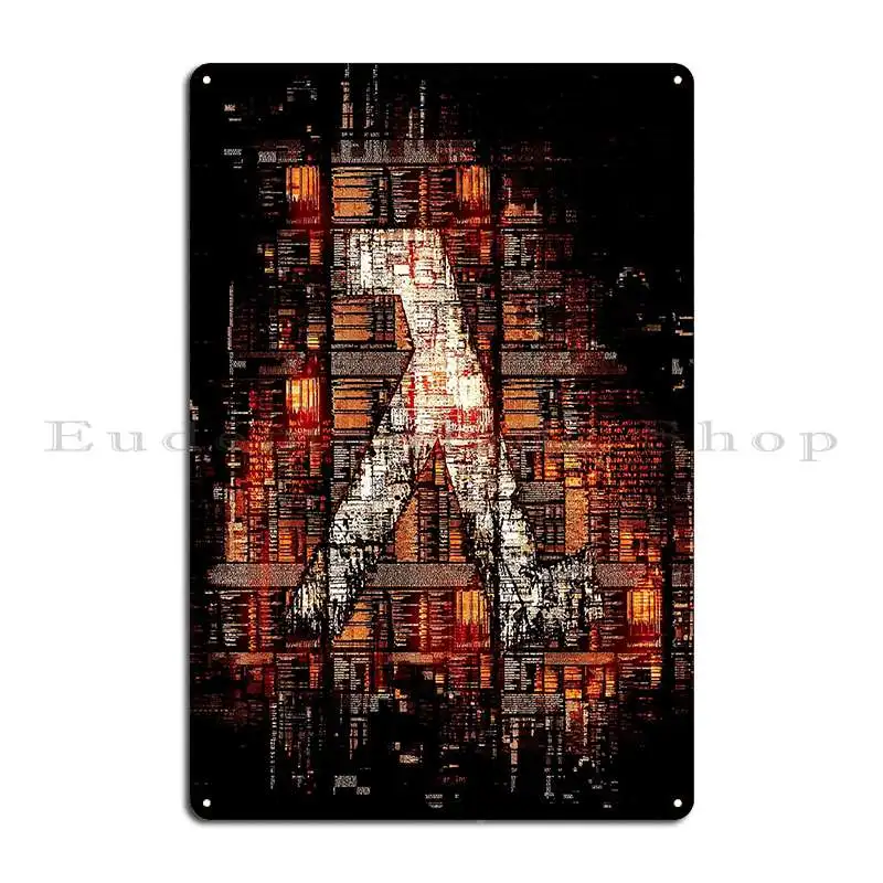 Half Life Logo Neon Glitch Metal Plaque Poster Mural Wall Decor Customized Party Wall Decor Tin Sign Poster