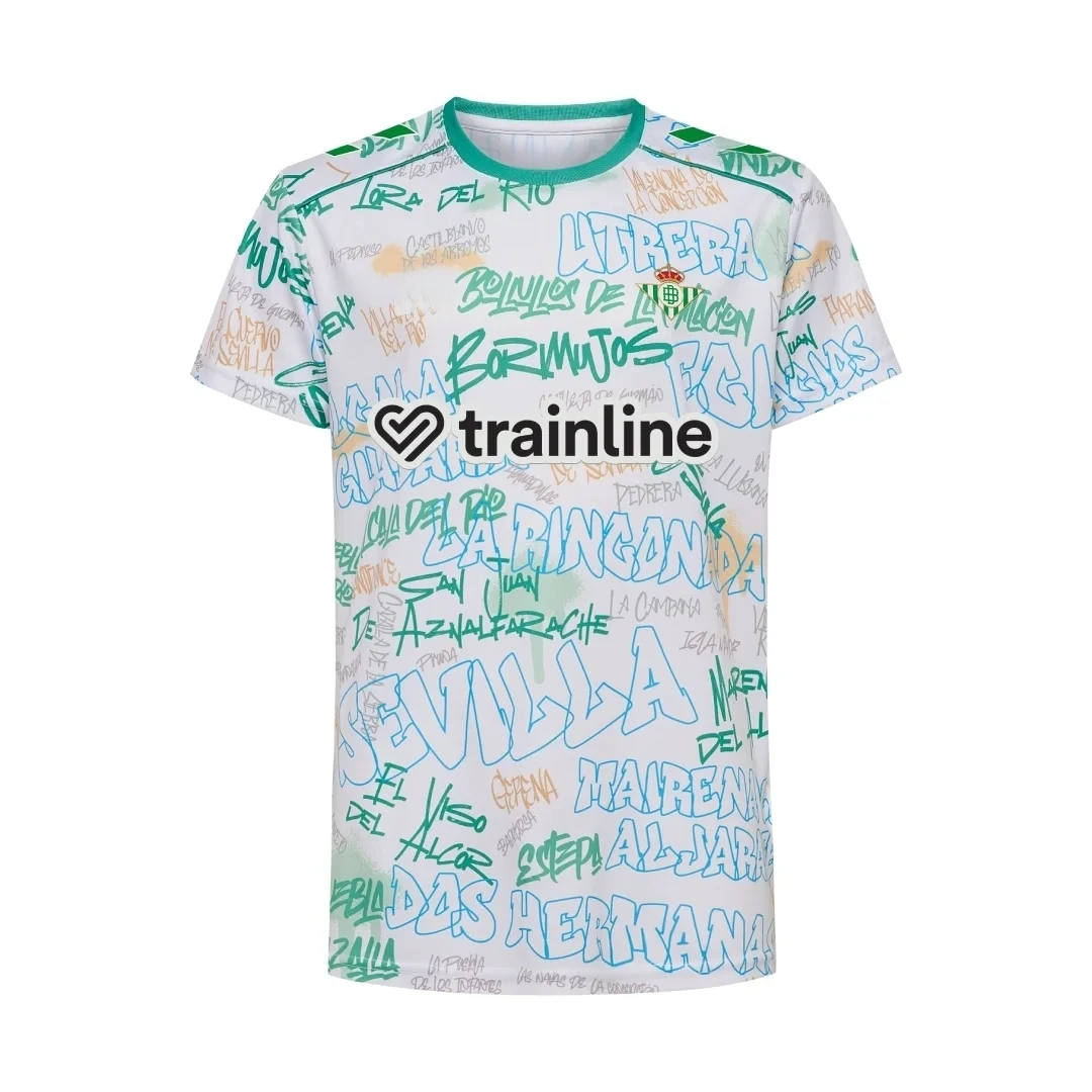 T-shirt d'entraînement de football Real Betis blanc graffiti 2026 – Haut décontracté pour l'entraîne