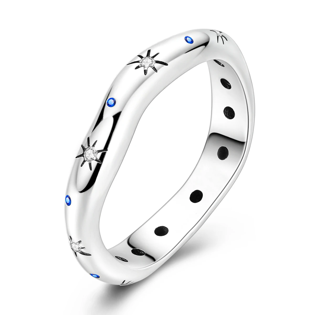 

925 Silver Woman Ring Star For Girl Engagement Wedding Luxury Finger Ring Fine Jewelry