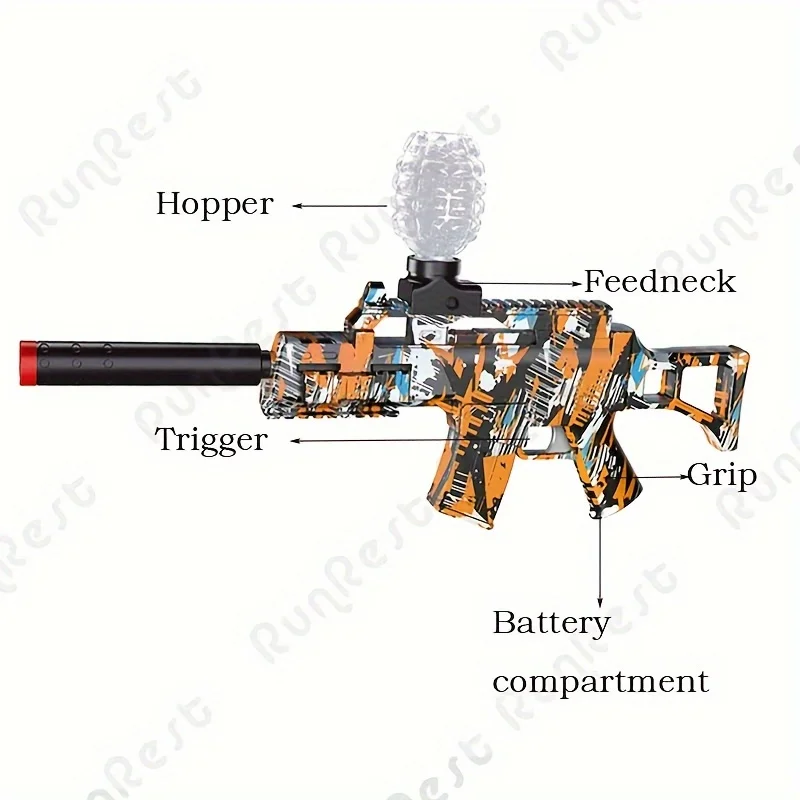 Gel Ball Blaster -7.4V Electric Blaster Gun High Speed Splatter Ball Toy Rifle, Long-Lasting Rechargeable Battery