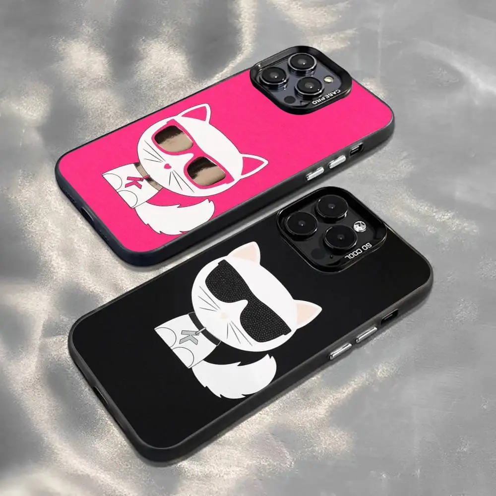 

M-Mini C-Cartoon Cute Cat Phone Case For iPhone 17,16,15,14,13,12,11 Plus,Pro Max,XS,Colorful Silver Black Cover