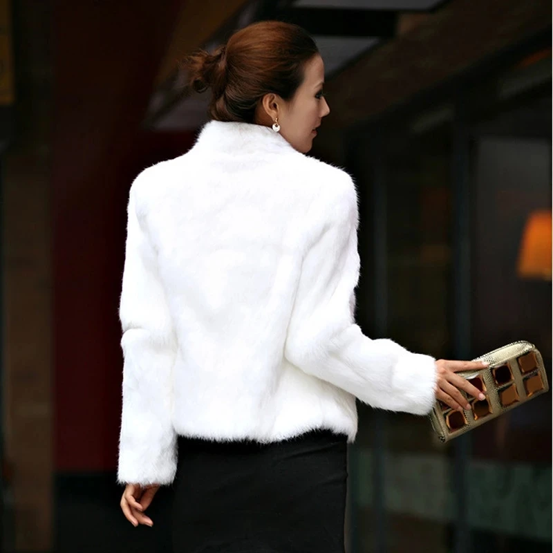 2024 Hot Sale Winter Women Real Rabbit Fur Coat Natural Warm Rabbit Fur Jacket Lady Fashion 100% Genuine Real Rabbit Outerwear