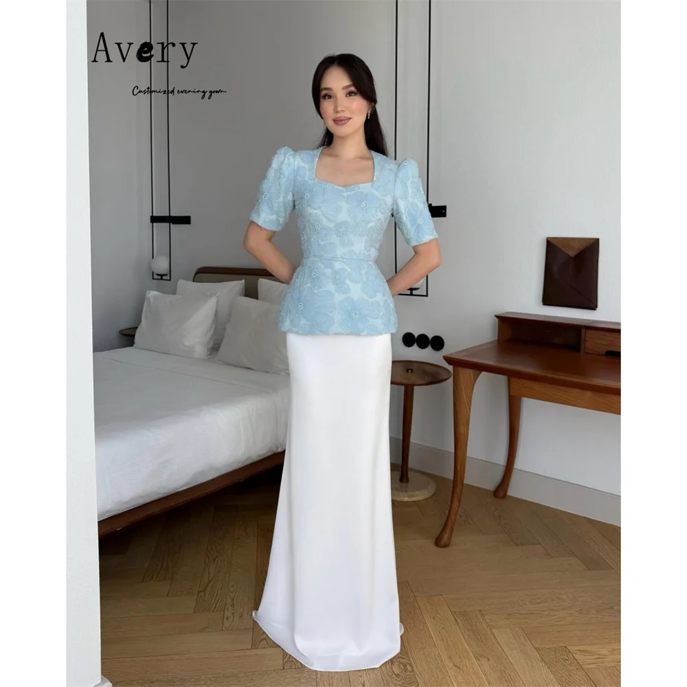 

Avery Customized Flower Fishtail Contrast Color Short Sleeves Evening Luxury Dress 2026 Luxury Party Dresses Ball Gown Dress