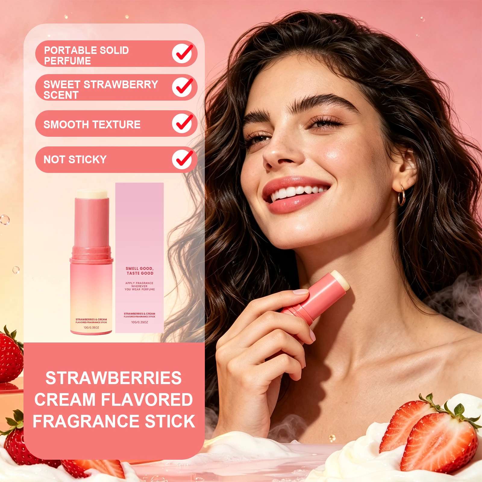 Perfume Fragrance Stick - Strawberry Cream Solid Perfume Stick Long‑Lasting