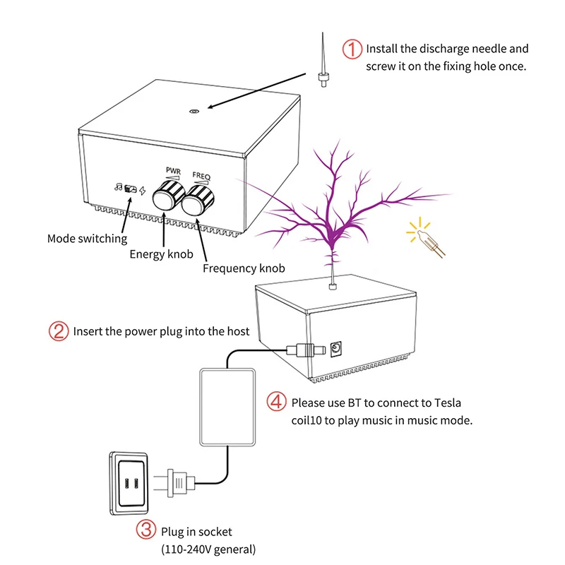 Multi-Function Tesla Music Tesla Coil Speaker, Wireless Transmission Lighting, Science and Education Experimental Products