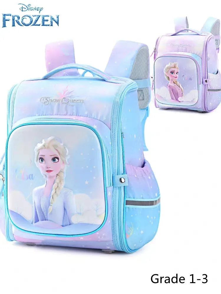 Genuine Disney Frozen School Bags For Girls Grade 1-3 Elsa Anna Primary Student Shoulder Orthopedic Backpack Mochila Escolar