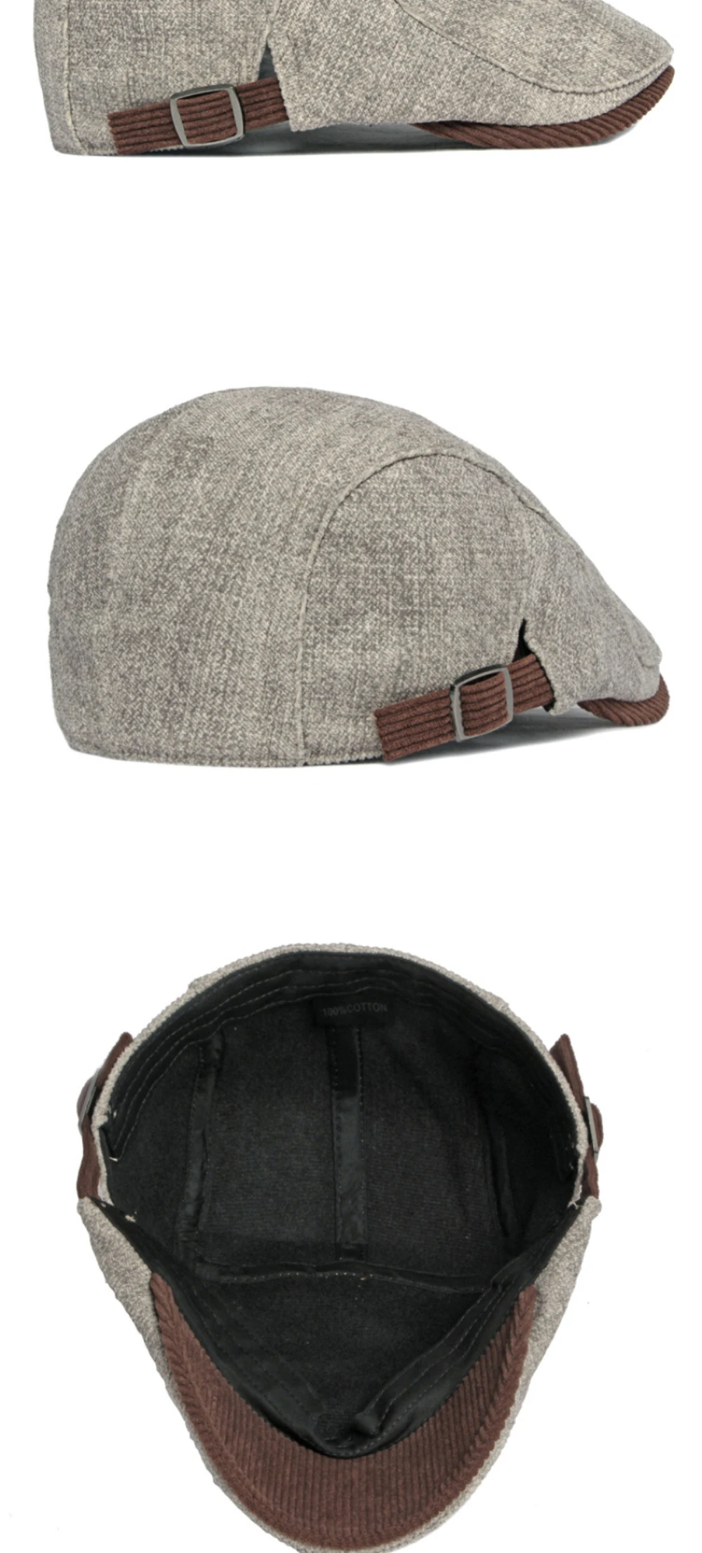 HT4090 Baskenmützen für Männer und Frauen, Vintage-Künstler-Malermütze, Unisex, verstellbare Ivy-Flachmütze, warme Herbst-Winter-Baskenmütze – Detail 8