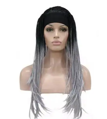 Long Straight Hand Made Braids 3/4 Half Full Wig Headband Women Wig