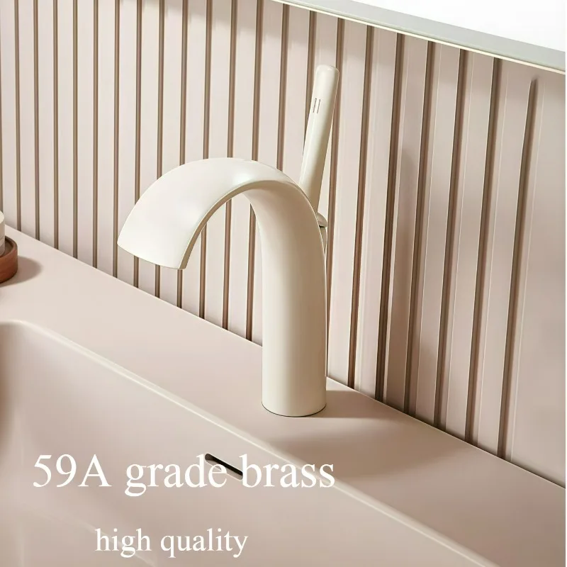 

Luxury Bathroom Faucet Brass Single Lever for Bathroom Hot and Cold Waterfall Spout Washroom Sink Tap