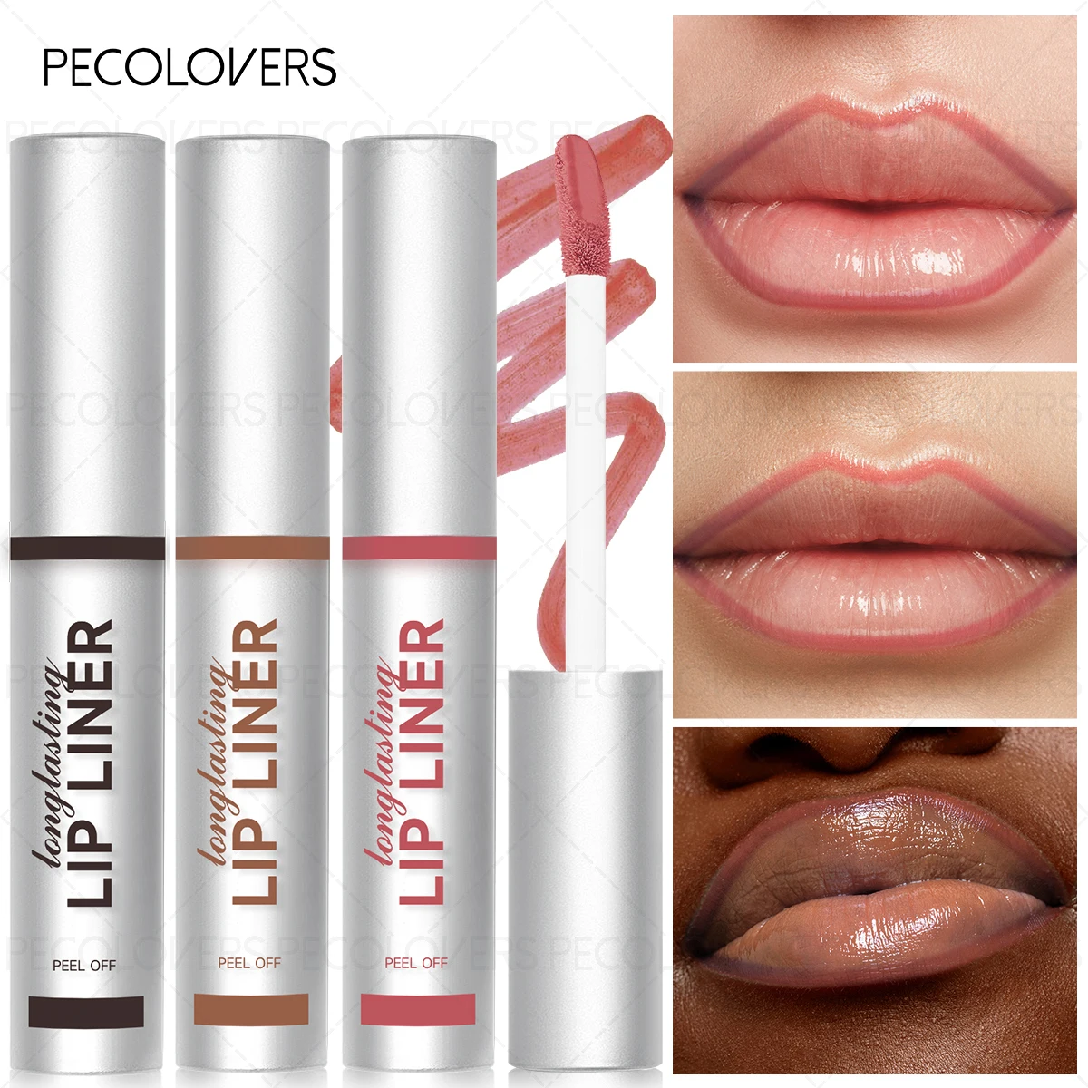 1 Stück ziehender Lippenlinie und Lipgloss 2 in 1, milde Textur, Färben, Farbwiedergabe, schnell trocknend, geeignet für Festivals/Halloween