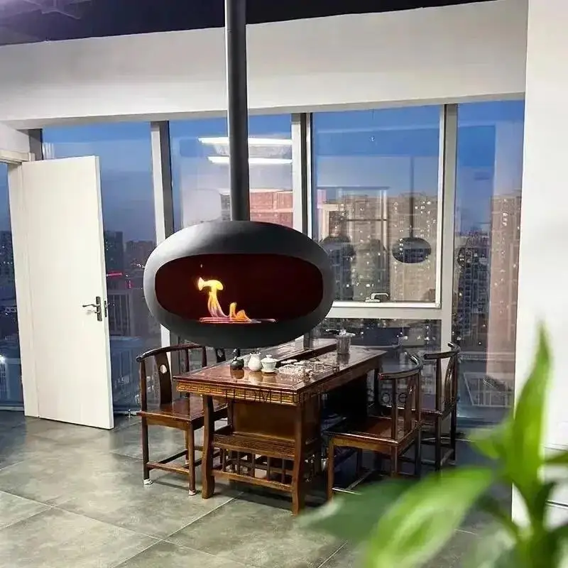 Creative Home Heating Decoration Luxury Hanging Fireplaces Living Room Porch Real Fire Fireplace Designer Iron Art Heating Stove