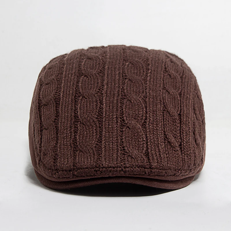 2024 neue Männer Frau Baskenmütze Herbst Und Winter Verdickt Warme Gestrickte Berets Mode Weiche Top männer Zeitungsjunge Mütze Casual häkeln Hut – Detail 8