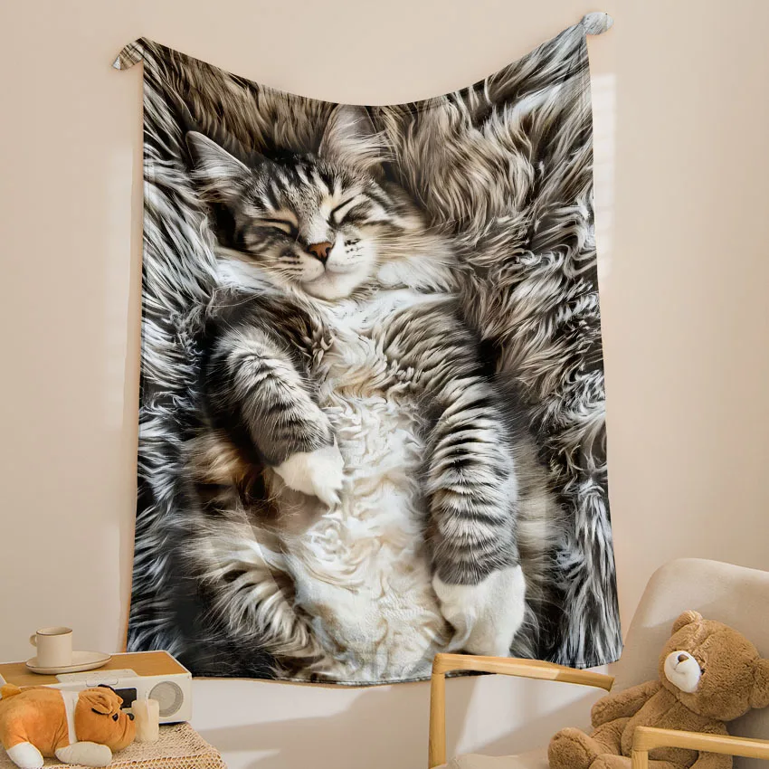 Cozy Throw Blanket Warm Soft Bedspread Playful Jungle Friends Print Couch Bed Whimsical Fun Home Decor