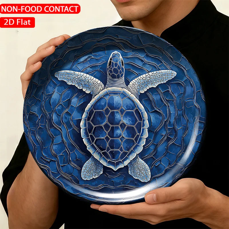 1pc Ceramic Decorative Plate, Blue Turtle Art Decorations, Wall Home Decor- for Decorative Purposes Solely, NON-FOOD CONTACT-