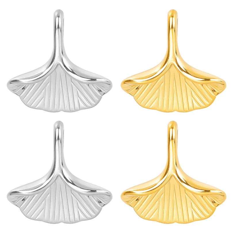 2pcs Stainless Steel Ginkgo Biloba Leaf Charms for Jewelry Making Supplies DIY Necklace Earrings Accessories Handmade Materials