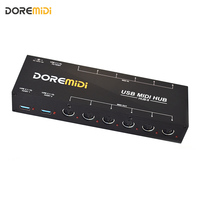 Doremidi Hub-8 6X6 Midi Interface Host X2 for Midi Keyboard Piano Keyboard Instrument Cable Midi Hub Box 96 Channels