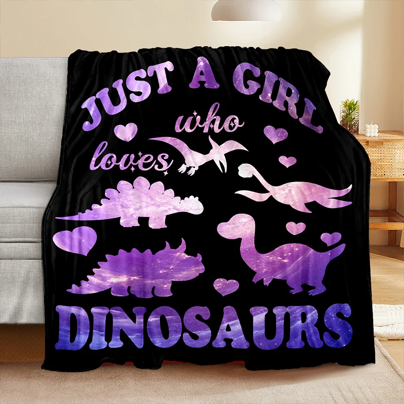 

Dinosaur Blanket Gift for Women Kids Just A Girl Who Loves Dinosaurs Soft Jurassic Animal Lover Fan Gift Flannel Throw Blanket