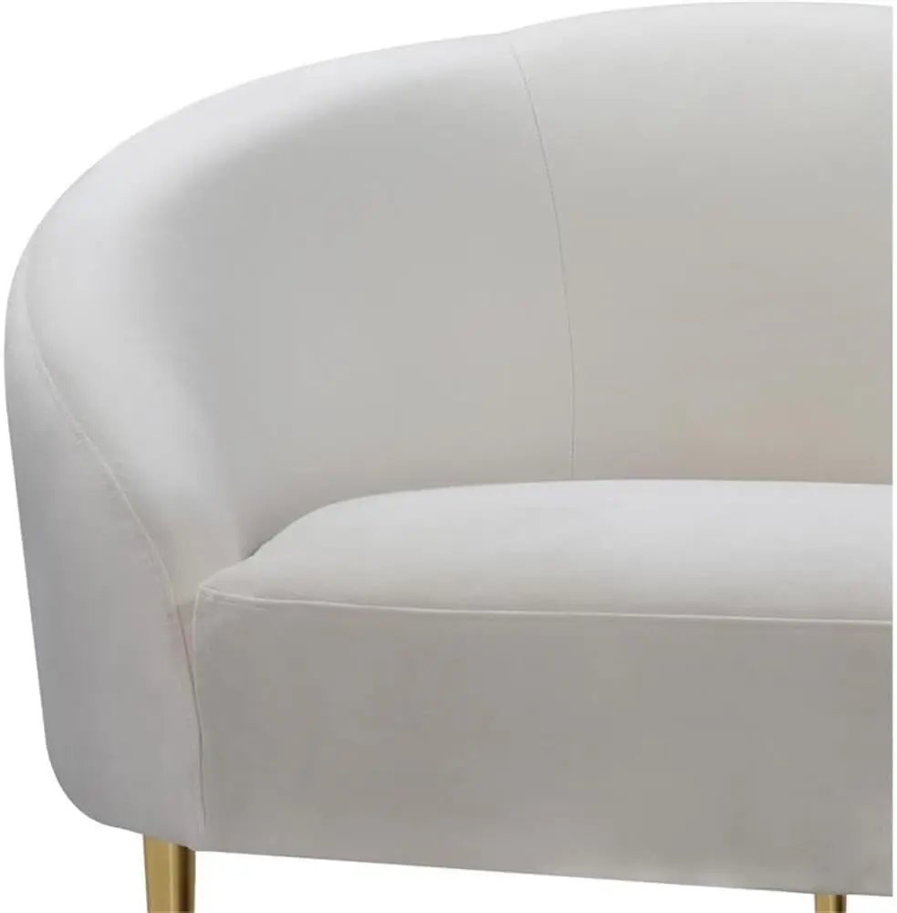 Velvet Upholstered Loveseat with Sturdy Metal Legs in Rich Gold Finish, Cream, 67" W x 31.75" D x 30.5" H image 5