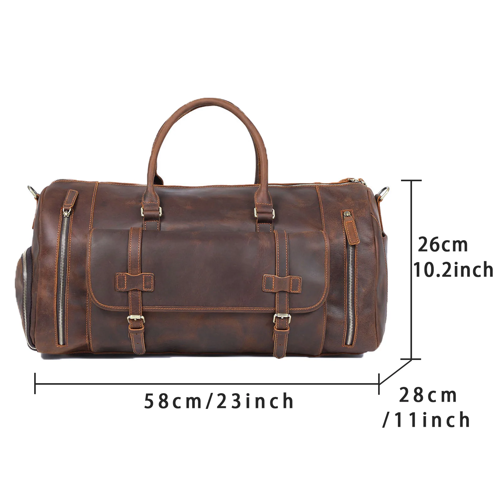 S.WORKER Luxuriöse Reisetasche aus Vollnarbigem Rindsleder im Vintage-Stil, Große Handgepäcktasche – Detail 3