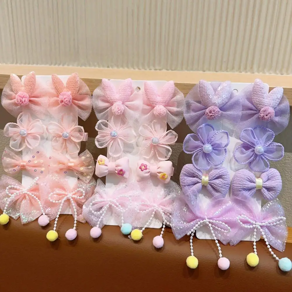 

Children Hairpin Set Hair Pins for Kids Cartoon Style Hair Accessories Set with Mesh Yarn Bowknot Flower Decor 8pcs for Cute