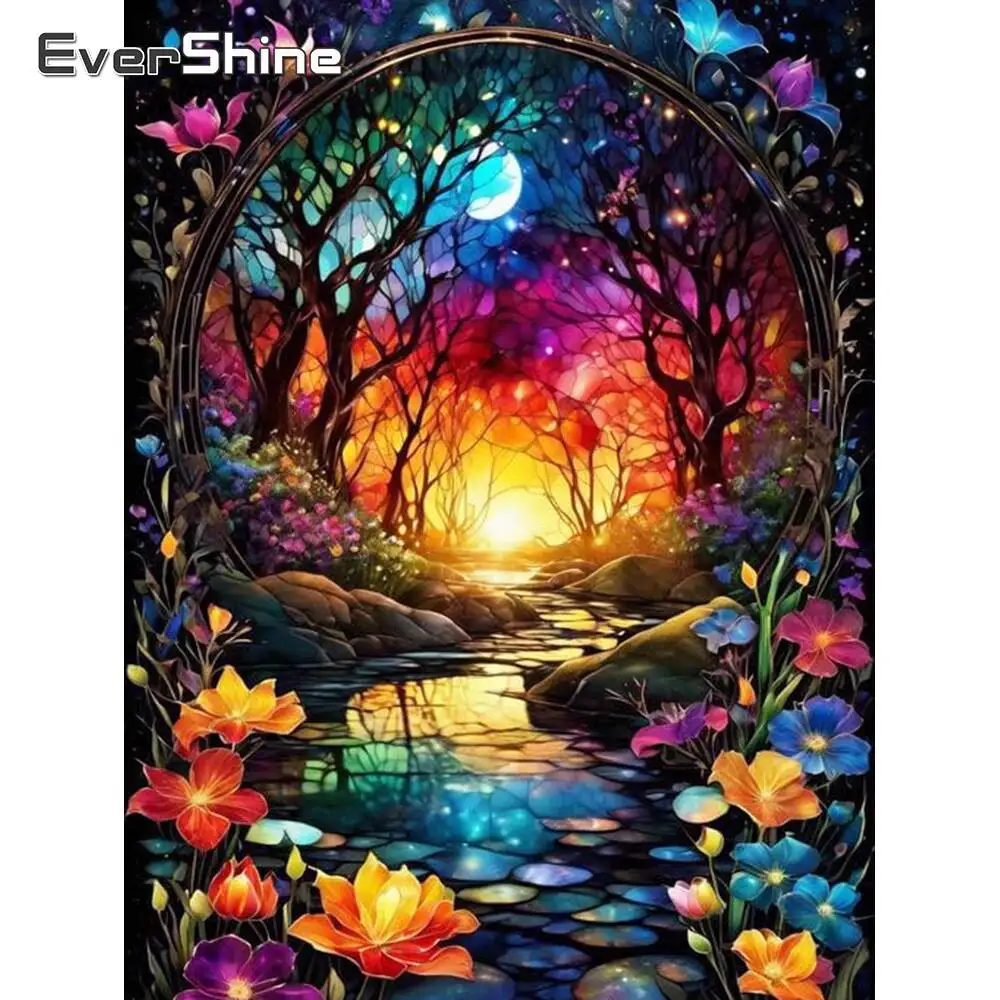 Evershine Diamant Malerei Liebe Herz Stein Mond DIY Mosaik Meer Handarbeiten Sonnenuntergang Stickerei Landschaft Handgemachtes Geschenk