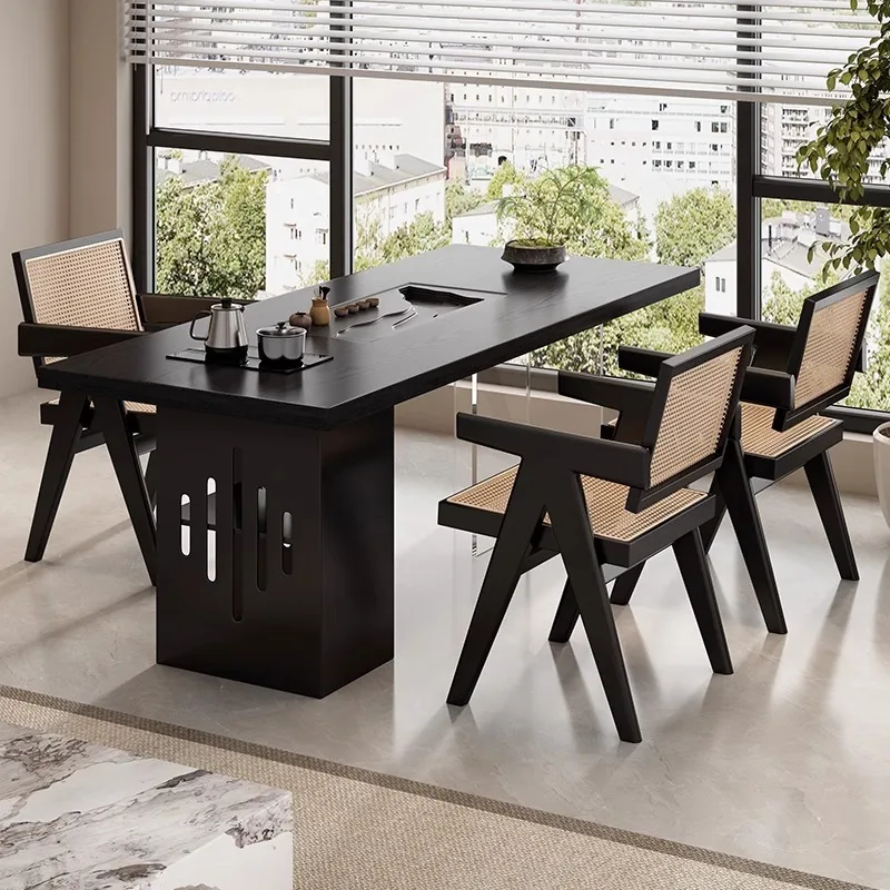 

Small apartment solid wood tea table balcony desk office