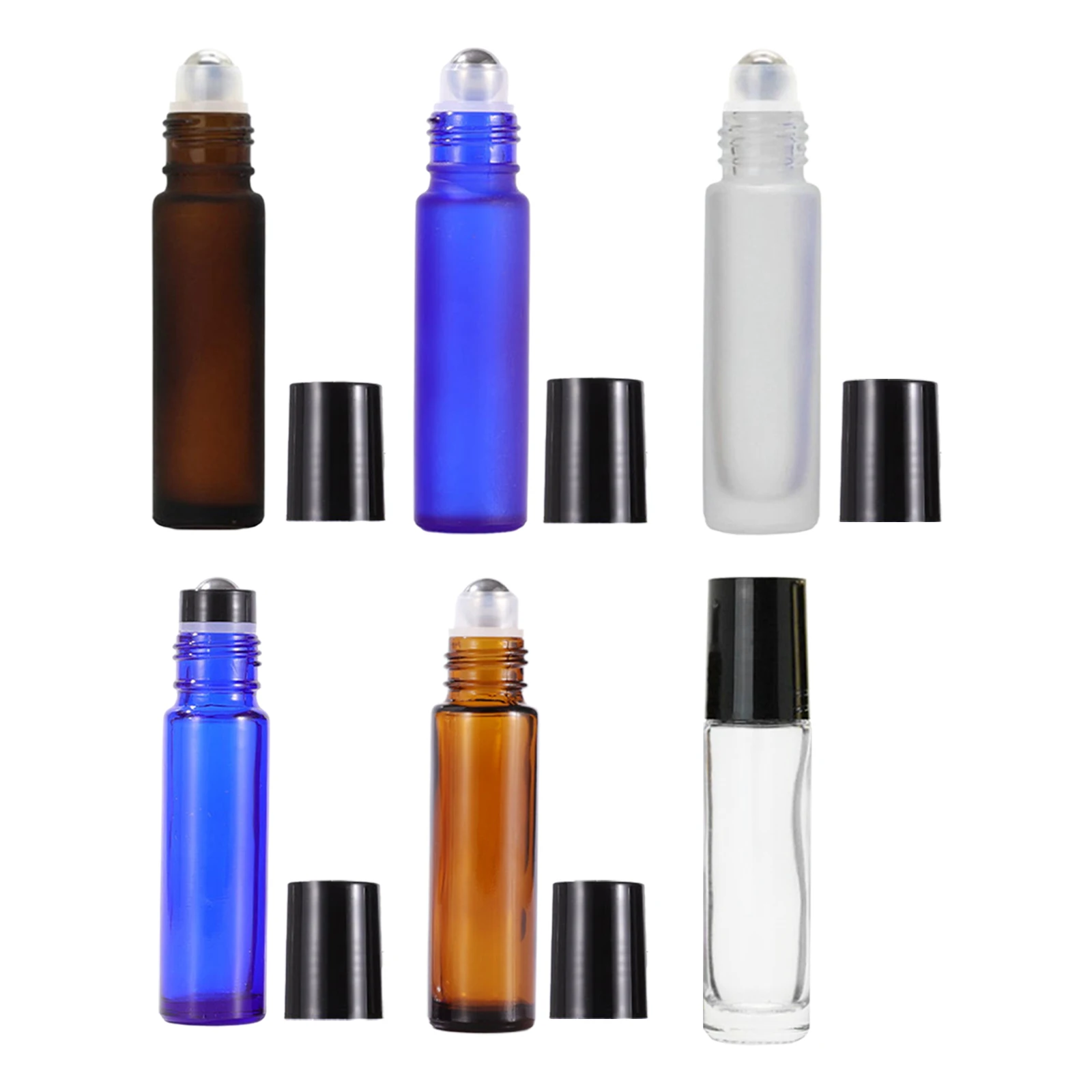 10 Pieces Glass Roll On Bottle 10ml Aromatherapy Essential Oil Vials Stainless