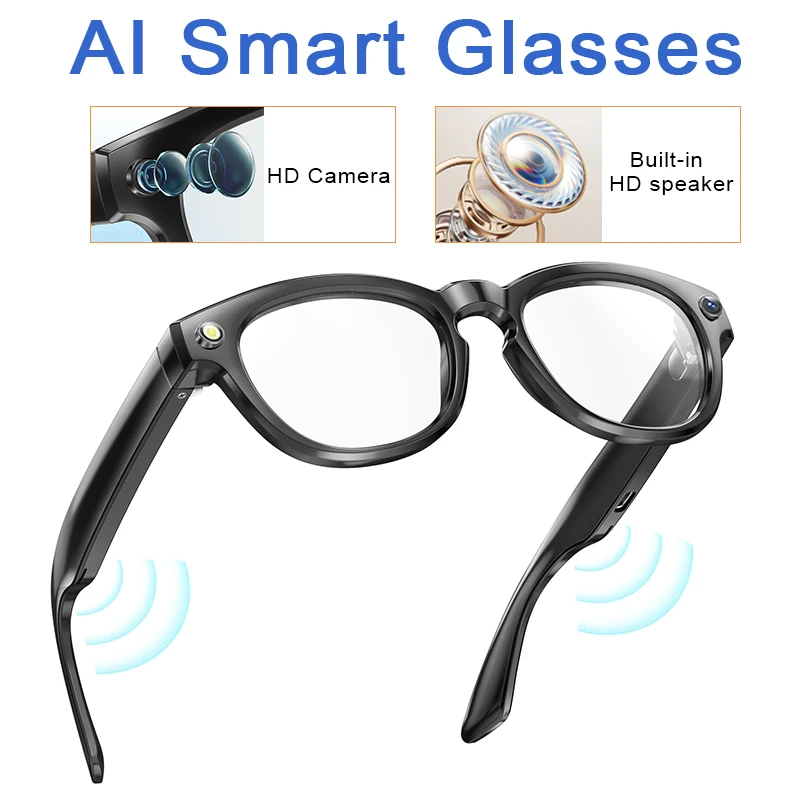 

Умные очки с искусственным интеллектом для съемки, солнцезащитные очки для видеоперевода, мужские и женские Bluetooth-вызовы, безопасность, спортивный видеорегистратор, видеокамера наблюдения