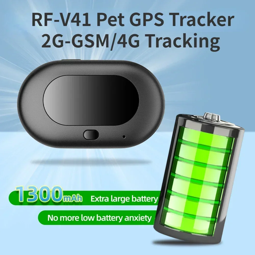 GPS Pet Tracker Pet Locator RF-V41 Voice Monitor Pet Dog Gps Mini Tracker IP67 Waterproof Built-in 1300 MAh Battery 2G-GSM/4G