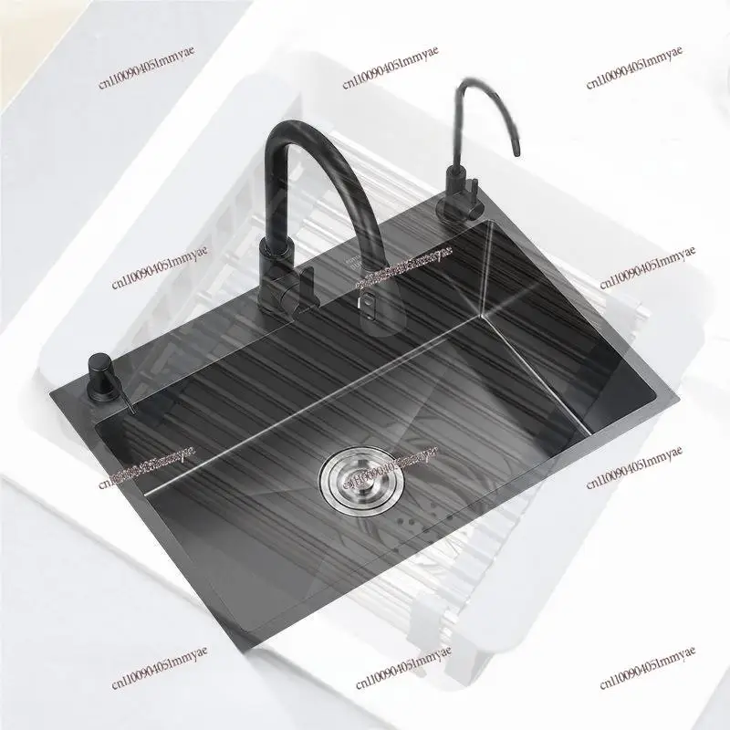 

Stainless steel thickened black nano handmade vegetable basin for household kitchen