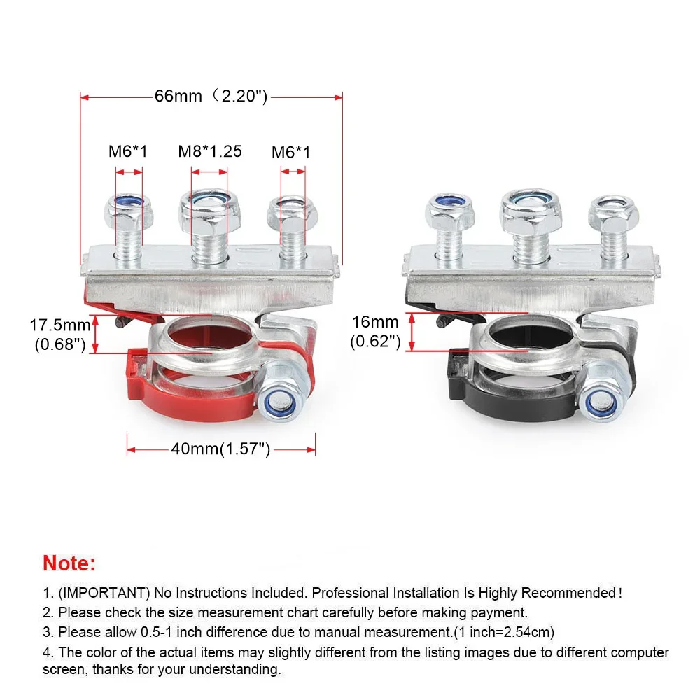 1 par de terminales de batería de poste superior de coche automotriz de 12V y 24V, conectores de Terminal de abrazadera de Cable, accesorios para coche