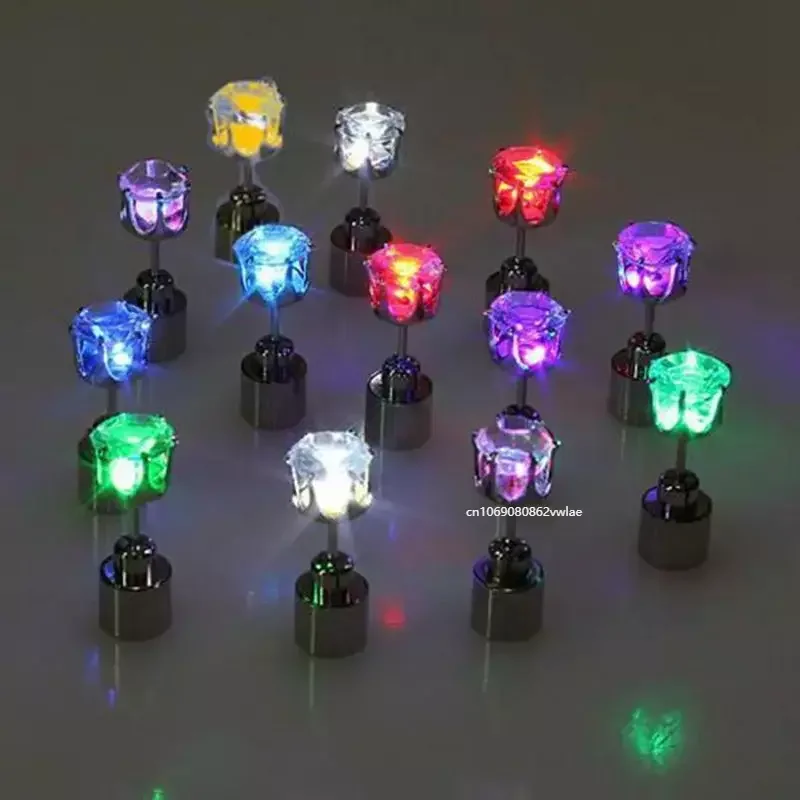 1PC LED Light-emitting Earrings Flashing Stainless Steel Earrings Dance Party Accessories Popular Christmas Gifts Holiday Party